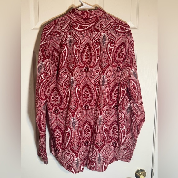 Express Men’s Long Sleeve Button-Down Shirt – Red Paisley Print – Size‎ Large - Picture 2 of 10
